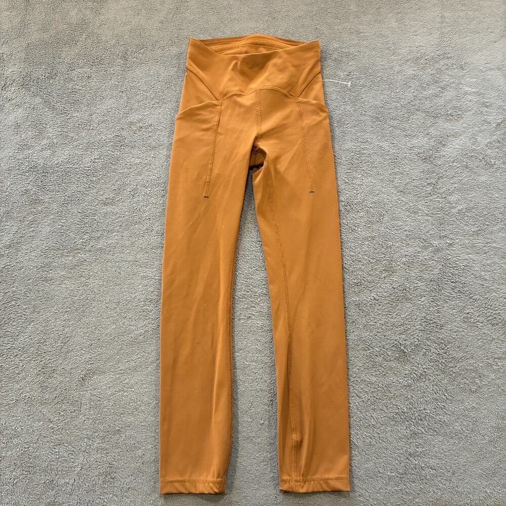 Lululemon Power Thru Gold Spice Yoga High Rise Tight 25 Leggings Women's Size 0
